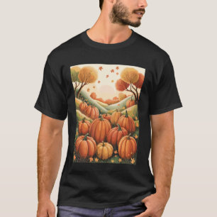 Cottagecore Autumn Pumpkin Harvest Moon Fall Art T-Shirt
