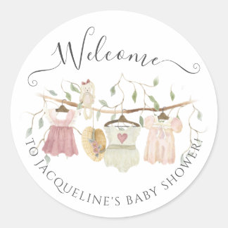 Cottagecore Baby Clothes Welcome Baby Girl Shower Classic Round Sticker