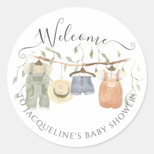 Cottagecore Baby Clothes Welcome Boy Shower Classic Round Sticker