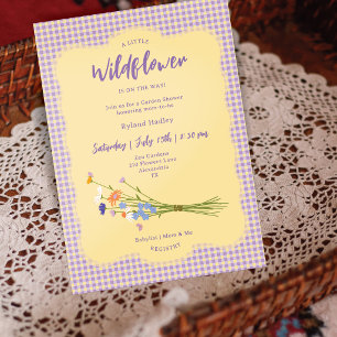 Cottagecore Baby Shower Lavender Gingham Invitation