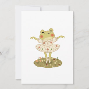 Cottagecore Ballet Frog Mushroom Art Invitation