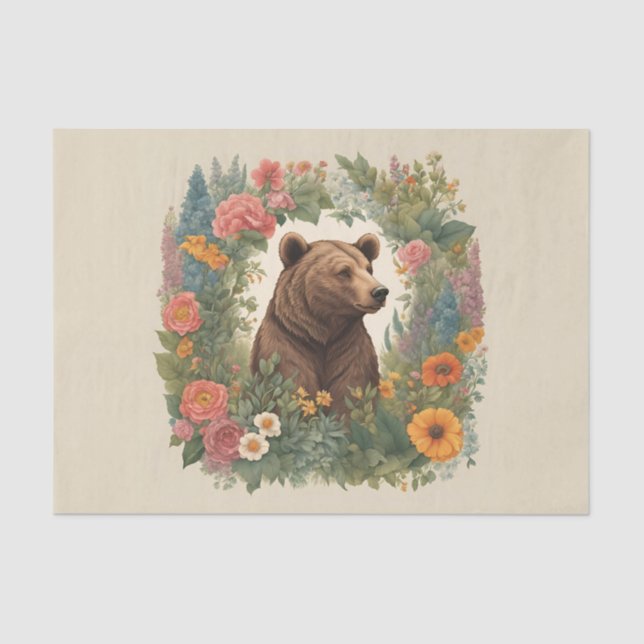 Cottagecore Bear Decoupage Tissue Paper (Front)
