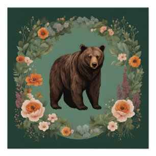 Cottagecore Bear Poster