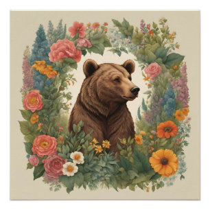 Cottagecore Bear Poster