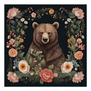 Cottagecore Bear Poster