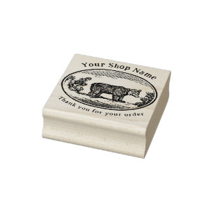 Cottagecore Bear Template Small Business  Rubber Stamp
