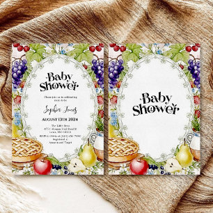 Cottagecore Berry & Pie Baby Shower Invitation