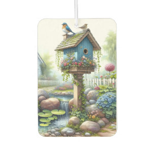 Cottagecore Birdhouse Garden Watercolor Car Air Freshener