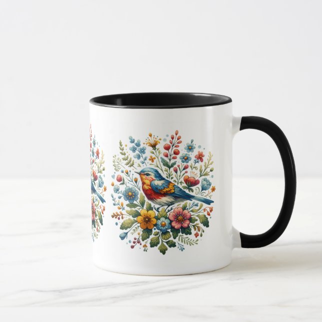 Cottagecore Birds and Flowers Mug (Right)