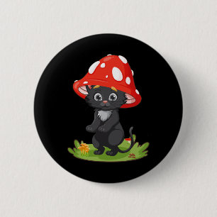 Cottagecore Black Cat Mushroom Cute Women Girls Ki 6 Cm Round Badge