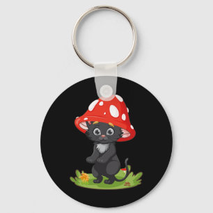 Cottagecore Black Cat Mushroom Cute Women Girls Ki Key Ring