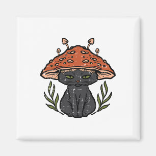 Cottagecore Black Cat Mushroom Cute Women Girls Ki Magnet