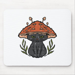 Cottagecore Black Cat Mushroom Cute Women Girls Ki Mouse Mat