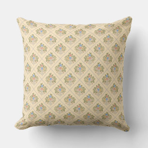 Cottagecore Block Print Vintage Blooming Garden Cushion