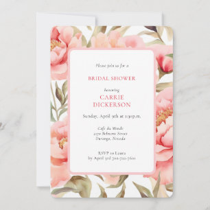 Cottagecore Blush Floral Bridal Shower w/ QR Code Invitation