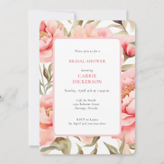 Cottagecore Blush Floral Bridal Shower w/ QR Code  Invitation