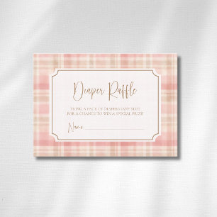 Cottagecore Blush Ivory Plaid Gold Diaper Raffle Enclosure Card