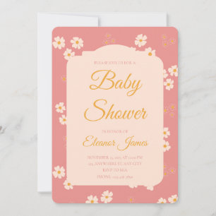 Cottagecore Blush Pink Daisy Floral  Invitation