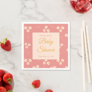 Cottagecore Blush Pink Daisy Floral Napkin