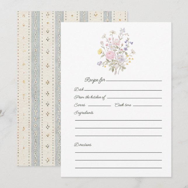 Cottagecore Botanical Bridal Shower Recipe (Front/Back)