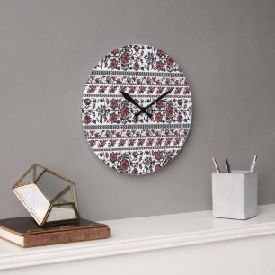 Cottagecore Botanical Floral Pattern Large Clock