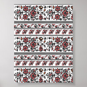 Cottagecore Botanical Floral Pattern Poster