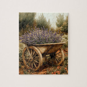 Cottagecore Botanical Vintage Lavender Cart Jigsaw Puzzle
