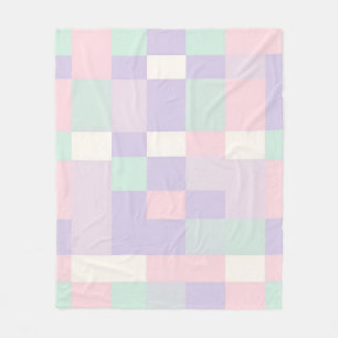 Cottagecore Buffalo Plaid Pastel Spring Cosy Fleece Blanket
