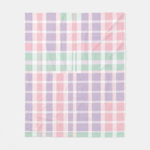 Cottagecore Buffalo Plaid Pastel Spring Cosy Fleece Blanket
