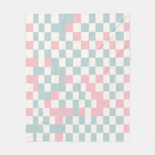 Cottagecore Buffalo Plaid Pastel Spring Cosy Fleece Blanket