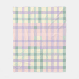 Cottagecore Buffalo Plaid Pastel Spring Cosy Fleece Blanket