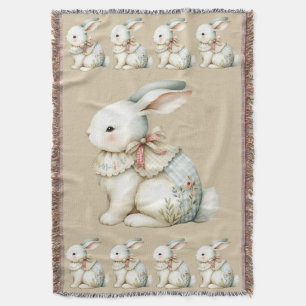 Cottagecore Bunny Charm Baby Blanket