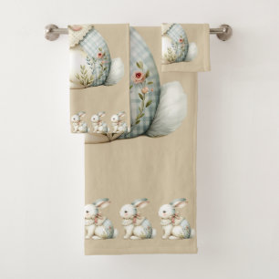 Cottagecore Bunny Charm Baby Blanket Bath Towel Set