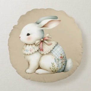 Cottagecore Bunny Charm Round Cushion