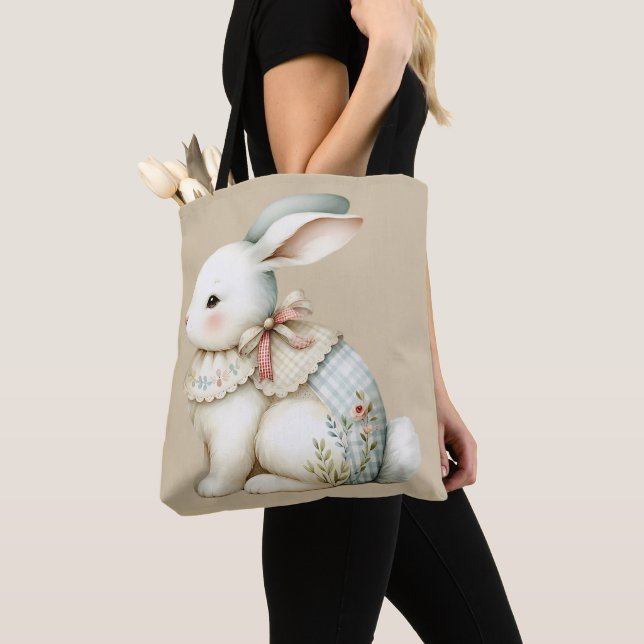 Cottagecore Bunny Charm Tote Bag (Close Up)