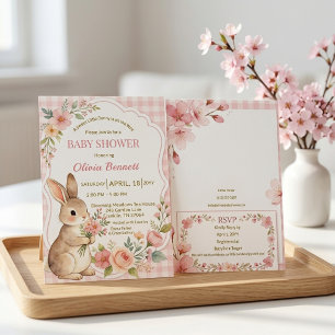 Cottagecore Bunny Floral Girl Baby Shower Invitation