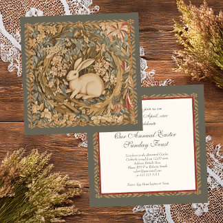 Cottagecore Bunny Rabbit Easter Lunch Elegant Invitation