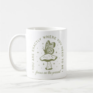 Cottagecore butterfly mushroom green aesthetic coffee mug