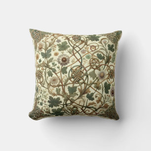 Cottagecore Celtic Knot Emerald Garden Cushion