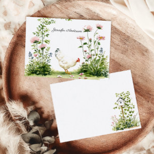 Cottagecore Chateau Monogram Chicken Personalised Card