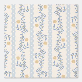 Cottagecore Climbing Floral Stripes Blue & White Wallpaper