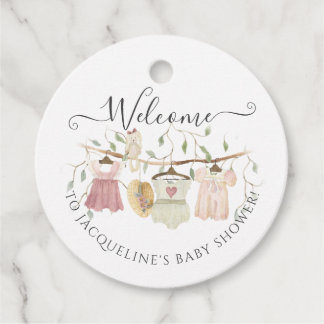 Cottagecore Clothes Pink Dress Girl Baby Shower Favour Tags