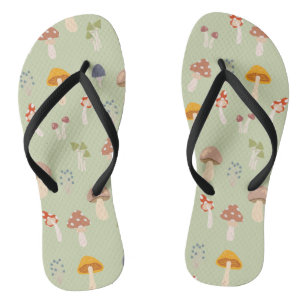 Cottagecore Colourful Mushrooms Pattern Flip Flops