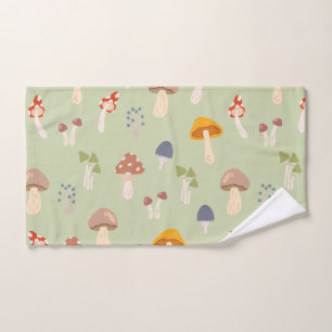 Cottagecore Colourful Mushrooms Pattern Hand Towel