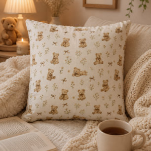 Cottagecore Coquette Ribbon Teddy Bear Kids Gift Cushion