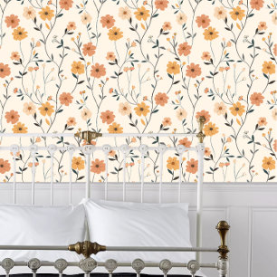 Cottagecore Coral Floral Wallpaper