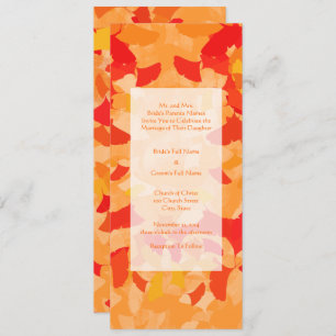 Cottagecore Coral Orange Red Fall Leaves Wedding Invitation