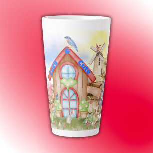 Cottagecore Cosy & Cute colourful on white Latte Mug