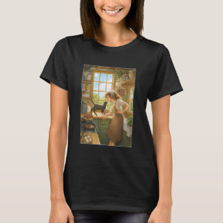 Cottagecore Cosy Morning Farmhouse Breakfast Black T-Shirt