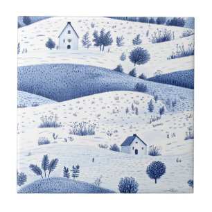Cottagecore Countryside Toile Pattern Tile